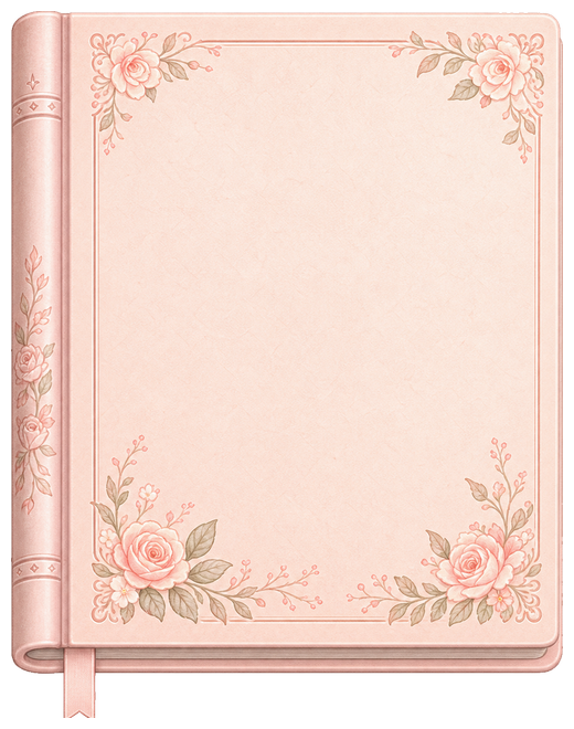 A soft blush diary cover with delicate rose illustrations